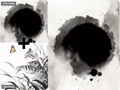 ink wash style AI video made by frame to video